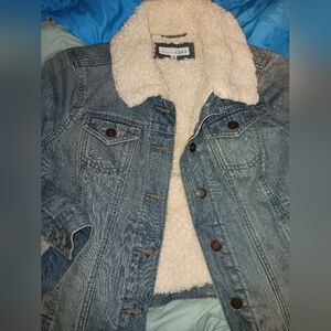 nwot ann taylor loft jean jacket sherpa and cotton lining